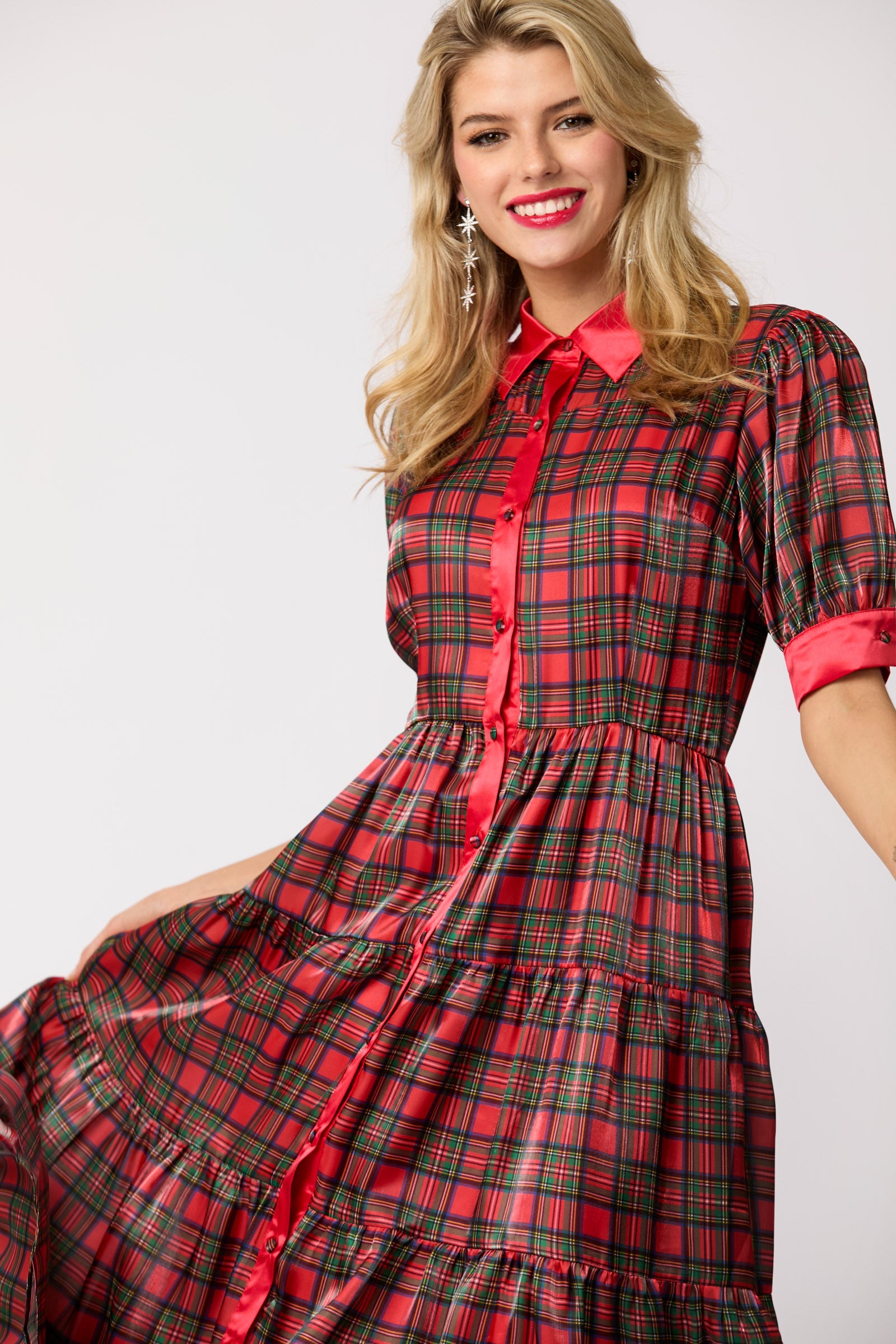 christmas plaid midi dress The Genevieve Green Plaid Strapless Midi Dress - All Dresses